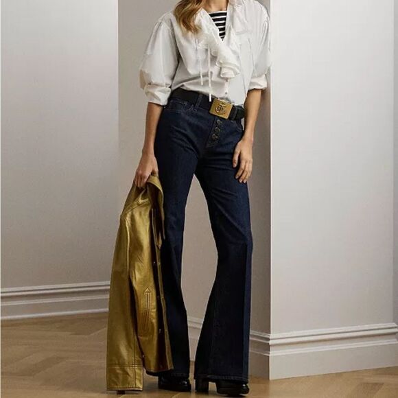 Ralph Lauren Black High Rise Flare Jeans - Picture 1 of 4